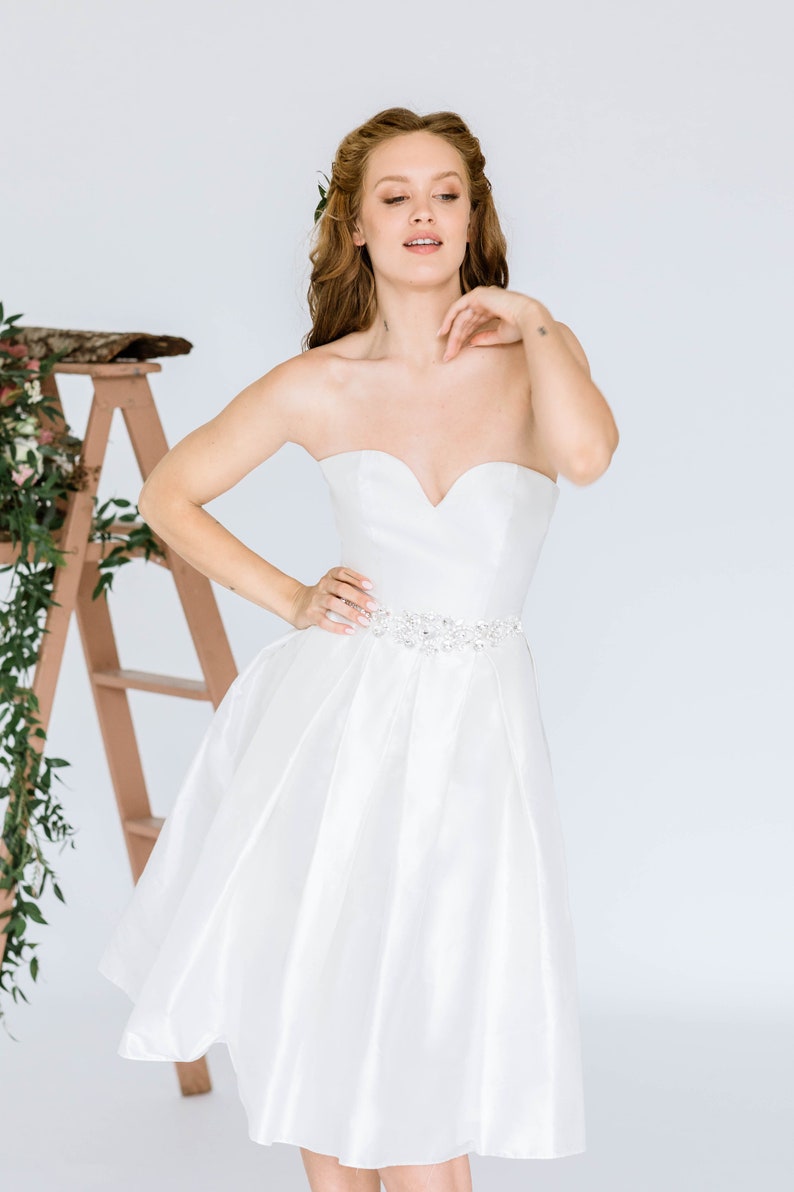 Naia Short Wedding Dress Sweetheart Bodice Dress Pleated Etsy