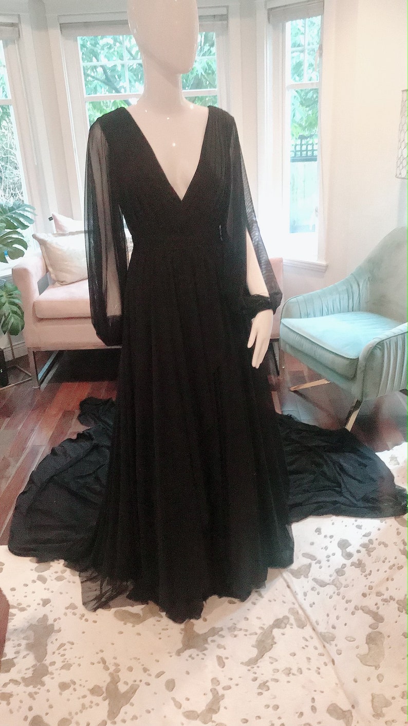 Marissa Gown Black gothic glam wedding dress elopement Etsy