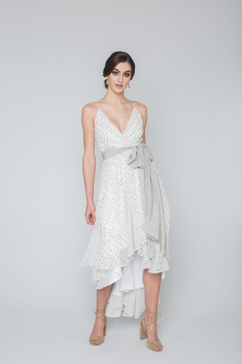elopement dress party dress boho bride beach wedding dress bridal shower dress Stella dress: sequin dress