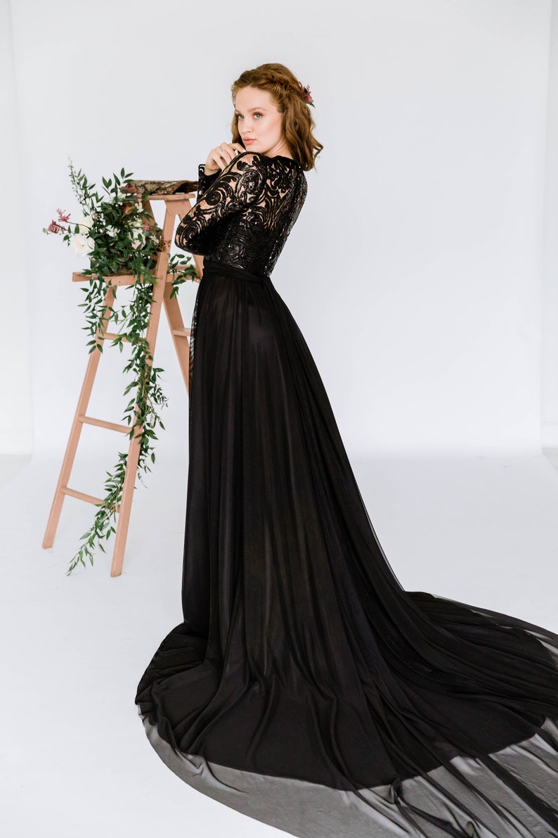 Electra gown: black wedding dress wedding dress dress with image 1