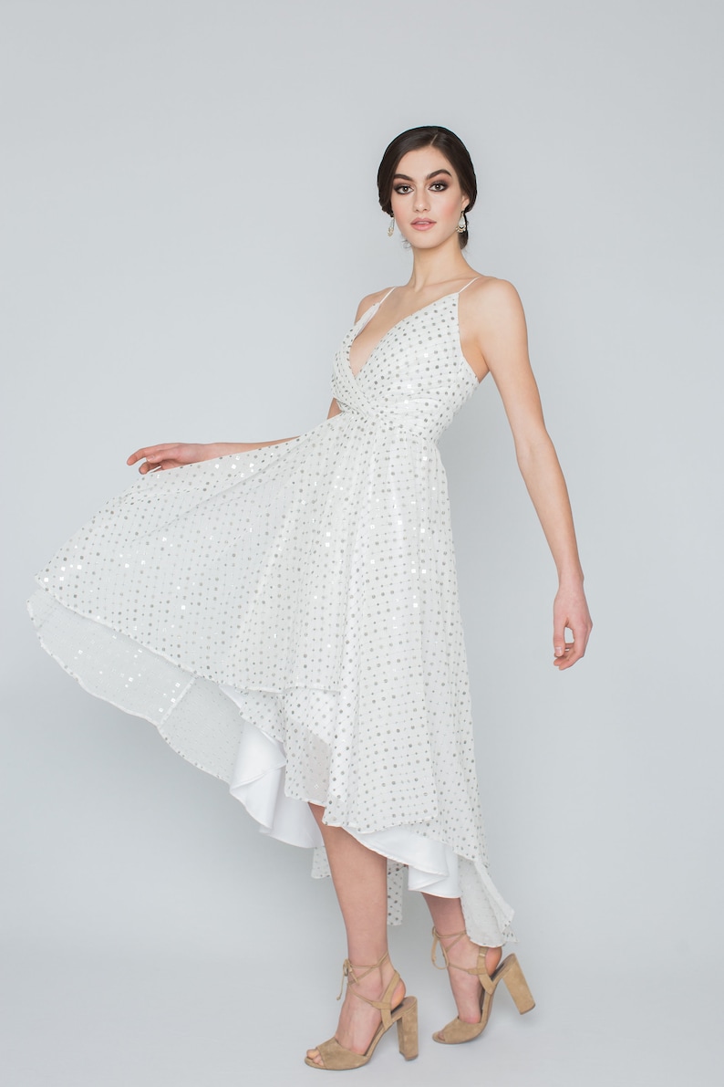 elopement dress party dress boho bride beach wedding dress bridal shower dress Stella dress: sequin dress