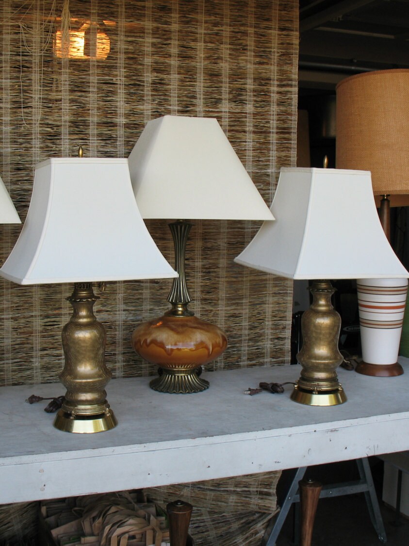 Pair of Vintage Crackleglass Lamps Etsy