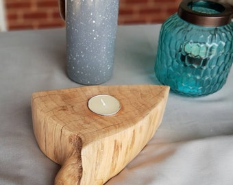 Wooden tea light candle holder