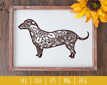 Dachshund Mandala Zentangle SVG / Dog Zentangle / Animal Dog Cut File / Mandala SVG / Dachshund Zentangle / Dog svg dxf png