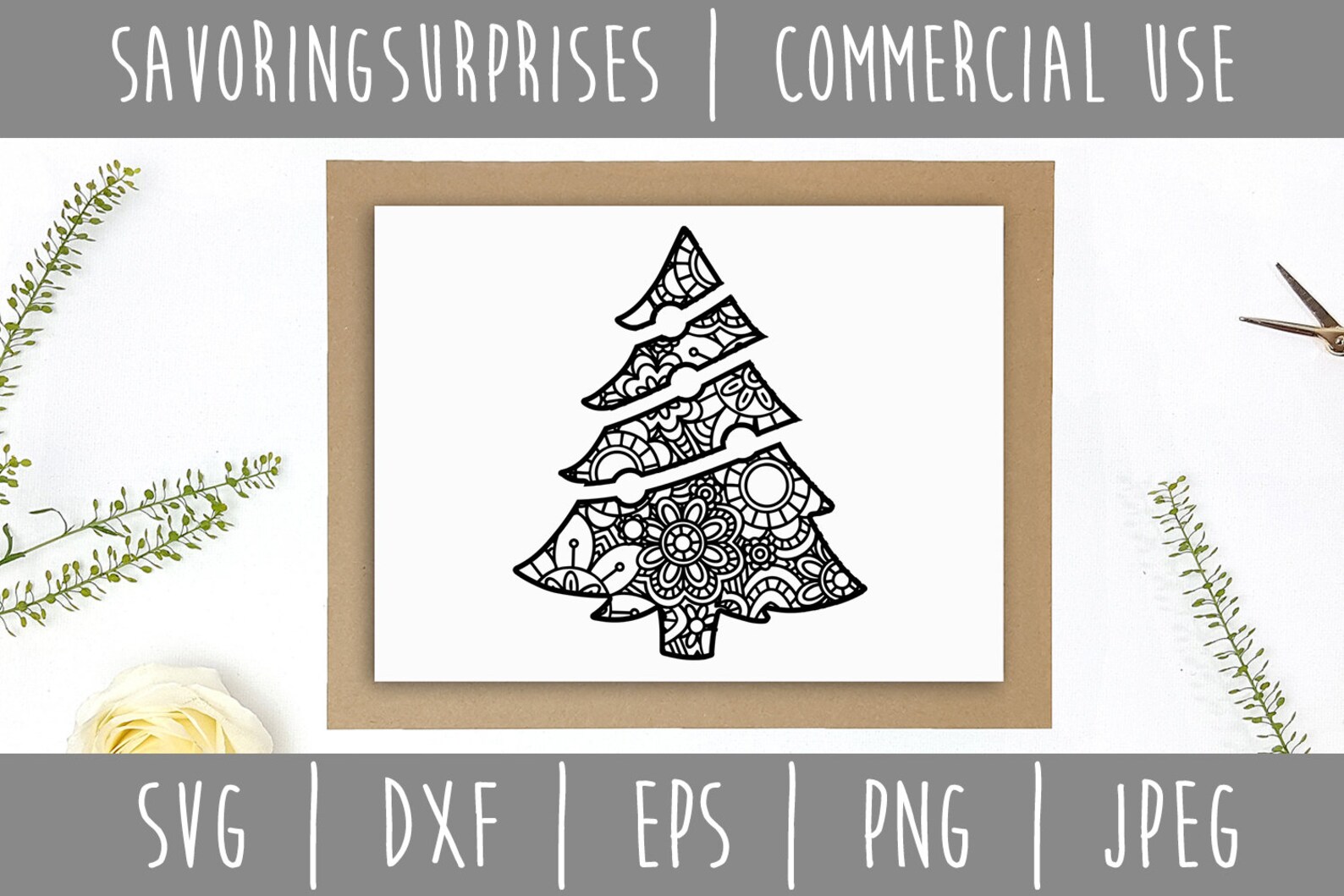Download Christmas Tree Mandala Zentangle SVG / Holiday Tree ...