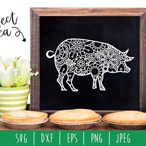Pig Mandala Zentangle SVG / Farm Zentangle / Animal Cut File / Mandala SVG / Pig Zentangle / Pig svg dxf png