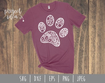 Paw Print Mandala Zentangle SVG / Paw Zentangle / Dog Animal / Paw Print Cut File / Mandala SVG / Dog Paw Zentangle / Paw Print svg dxf png