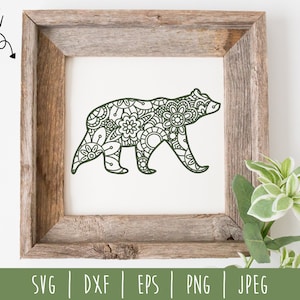 Bear Mandala Zentangle SVG / Bear Zentangle / Wild Animal / Bear Cut File / Mandala SVG / Grizzly Bear Zentangle / Bear svg dxf png