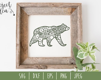 Bear Mandala Zentangle SVG / Bear Zentangle / Wild Animal / Bear Cut File / Mandala SVG / Grizzly Bear Zentangle / Bear svg dxf png