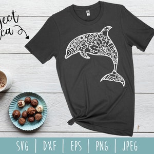 Dolphin Mandala Zentangle SVG / Dolphin Zentangle / Nautical Animal / Dolphin Cut File / Mandala SVG / Sea Life Zentangle / svg dxf png
