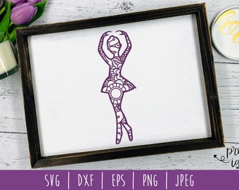 Ballerina Mandala Zentangle SVG / Dance Zentangle / Dancer / Ballerina Cut File / Mandala / Girl Mandala SVG dxf png