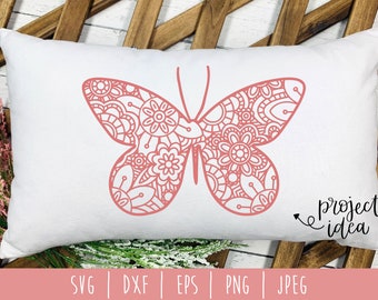 Vlindermandala Zentangle SVG-bestand knippen (digitale download)