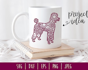 Poodle Mandala Zentangle SVG / Dog Zentangle / Animal Dog Cut File / Mandala SVG / Poodle Zentangle / Dog svg dxf png