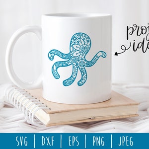 Octopus Mandala Zentangle SVG / Octopus Zentangle / Nautical Animal / Octopus Cut File / Mandala SVG / Sea Life Zentangle / svg dxf png