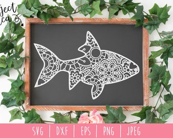 Fish Mandala Zentangle SVG / Fish Zentangle / Nautical Animal / Fish Cut File / Mandala SVG / Sea Life Zentangle / Fish svg dxf png