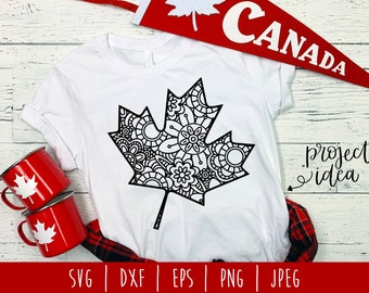 Canada Maple Leaf Mandala Zentangle SVG / Canada Cut File / Maple Leaf Mandala / Canada Zentangle / Flower Mandala / Canada svg dxf png jpeg