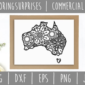 Australia Mandala Zentangle SVG / Australia Cut File / Country Mandala / Australia Zentangle / Flower Mandala / Australia svg dxf png jpeg image 2