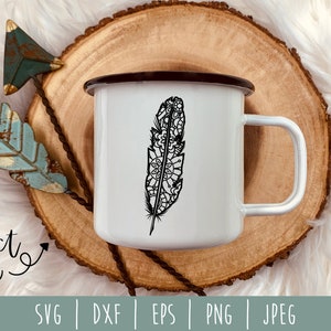 Feather Mandala Zentangle SVG / Feather Zentangle / Bird Cut File / Mandala SVG / Feather Zentangle Silhouette / Feather svg dxf png