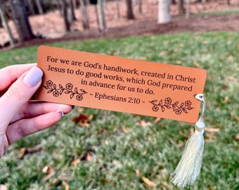 Personalized Bible Verse Leather Bookmark – Custom Scripture Engraved