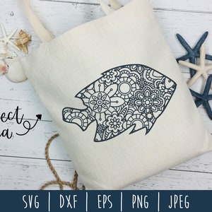 Fish Mandala Zentangle SVG / Fish Zentangle / Nautical Animal / Fish Cut File / Mandala SVG / Sea Life Zentangle / Fish svg dxf png