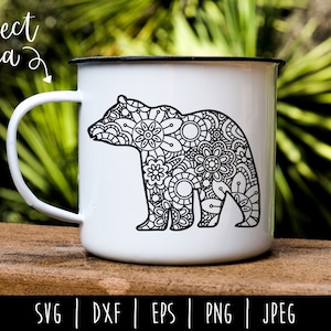 Bear Mandala Zentangle SVG / Bear Zentangle / Wild Animal / Bear Cut File / Mandala SVG / Grizzly Bear Zentangle / Bear svg dxf png