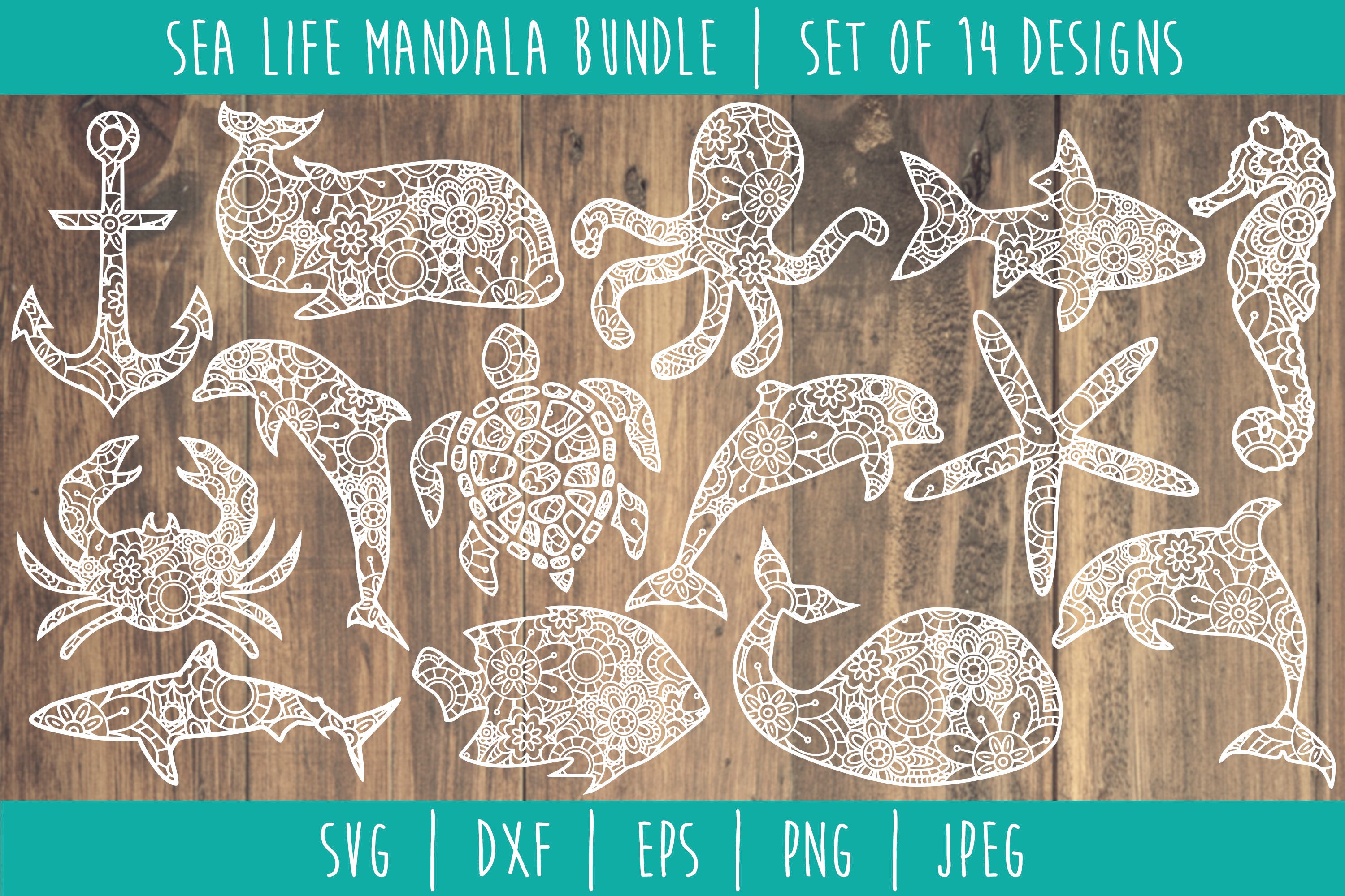 Download Sea Life Mandala Zentangle Bundle Set Of 14 Svg Nautical Etsy