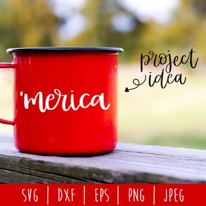 Merica SVG / Hand Lettered America Cut File / United States Design / 4th of July / 'Merica Calligraphy / Patriotic Independence Day svg dxf