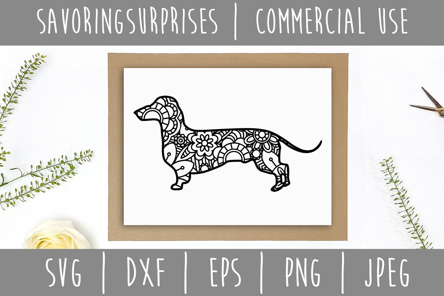 Dachshund Mandala Zentangle SVG / Dog Zentangle / Animal Dog Etsy