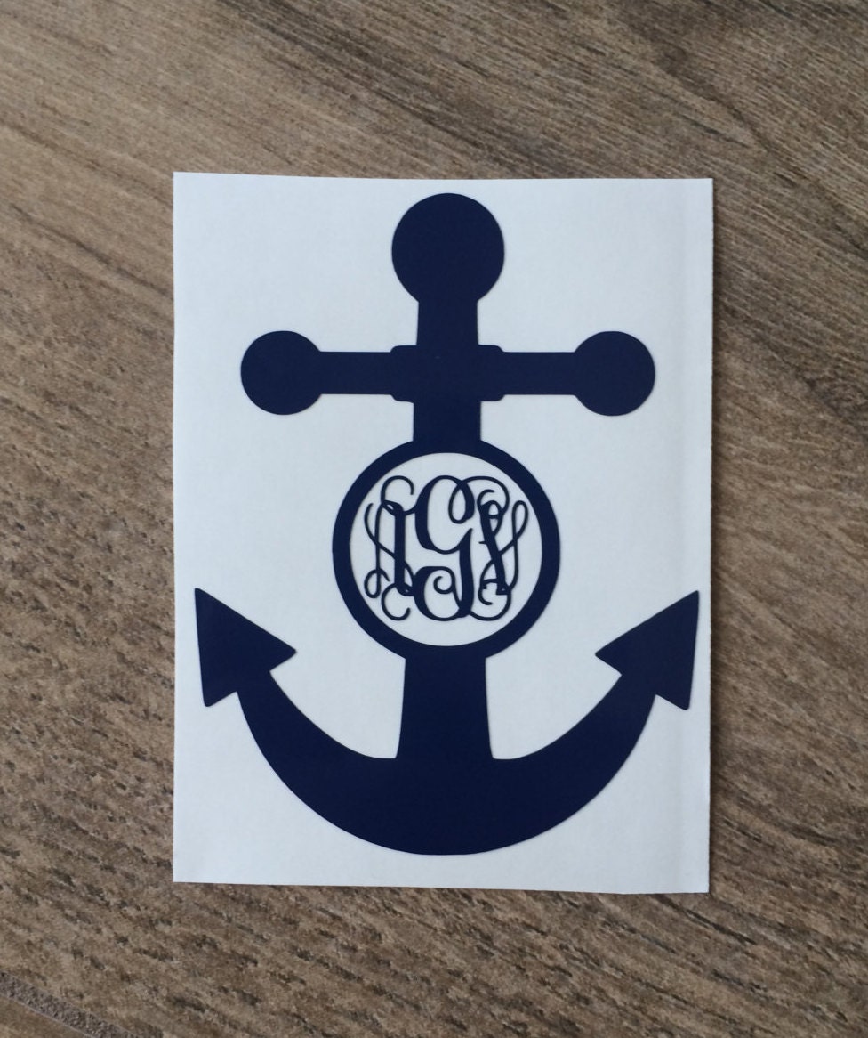 Monogram Anchor Decal Sticker / Nautical Monogram Decal Etsy