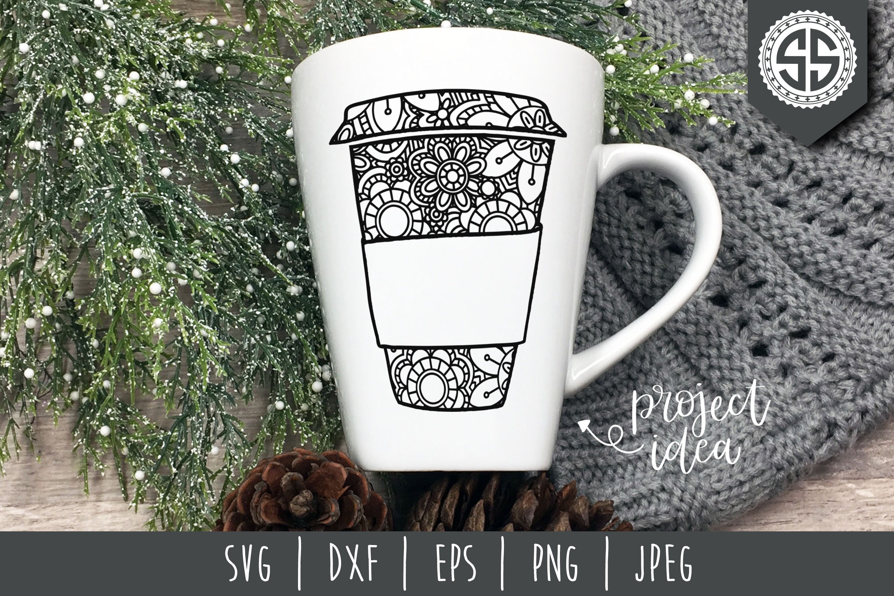 Download Coffee Mandala Zentangle Bundle Set of 7 SVG / Coffee | Etsy