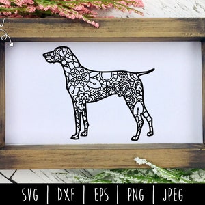 German Shorthaired Pointer Mandala Zentangle SVG / Dog Zentangle / Animal Dog Cut File / Mandala SVG / Silhouette Zentangle /Dog svg dxf png image 1