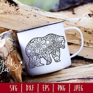 Bear Mandala Zentangle SVG / Bear Zentangle / Wild Animal / Bear Cut File / Mandala SVG / Grizzly Bear Zentangle / Bear svg dxf png