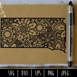 South Dakota State Mandala Zentangle SVG Cut File (Digital Download)