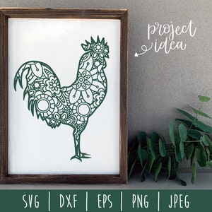 Rooster Mandala Zentangle SVG / Farm Zentangle / Animal Dog Cut File / Mandala SVG / Rooster Zentangle / Chicken Hen svg dxf png