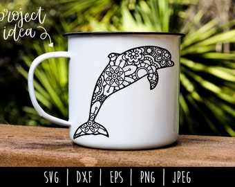 Dolphin Mandala Zentangle SVG / Dolphin Zentangle / Nautical Animal / Dolphin Cut File / Mandala SVG / Sea Life Zentangle / svg dxf png