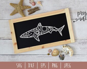 Shark Mandala Zentangle SVG Cut File (Digital Download)