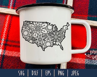 United States Mandala Zentangle SVG Cut File (Digital Download)
