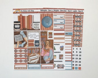 Bibliophile Planner Sticker Kit, Book Planner Stickers, Vertical Weekly Kit