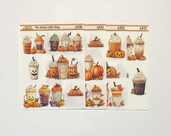Autumn Latte Planner Stickers, Hobonichi Weeks, Bujo