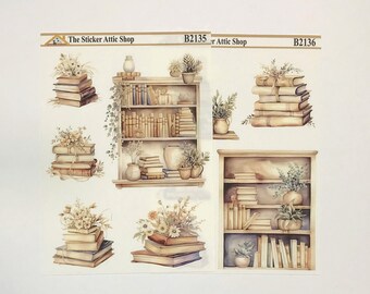 Neutral Book Lover Stickers: Bujo Journaling, Reading (B6 Size)