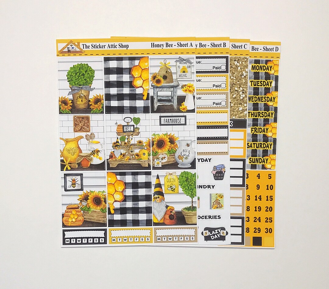 Honey Bee Weekly Sticker Kit, A La Carte, Spring Summer Planner Sticker ...
