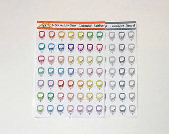 Blood Sugar Test Glucometer Planner Stickers, Diabetic Planner Stickers / Mini Icons
