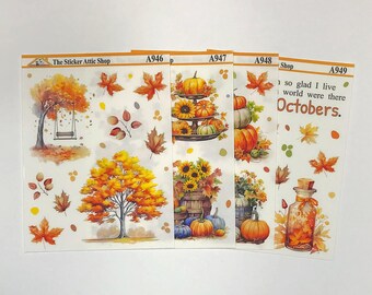 Autumn Stickers, Planner Journal Decor (A946-A949)
