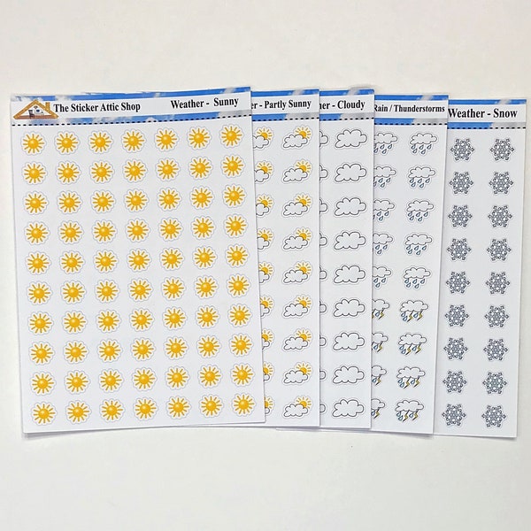 Tiny Weather Planner Stickers /  Weather Tracker / Daily Weather Stickers / Hobonichi Weeks Planner Stickers / Hobonichi Cousin