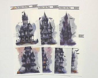Haunted House Planner Stickers: Spooky Halloween Bujo Stickers