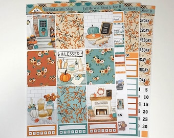 Fall Harvest Planner Sticker Kit, Fall Weekly Planner Kit, Fall Stickers, EC Vertical Life Planner, a la carte stickers