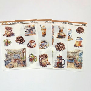 Journal Stickers, Coffee Lover Collection Clear Frosted Matte Stickers, Deco Planner Stickers, Hobonichi Weeks, Bujo Stickers