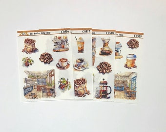 Coffee Lover Journal Stickers: Frosted Matte Planner Stickers