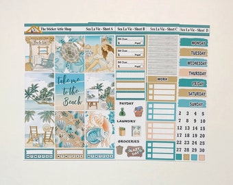 Sea La vie Planner Sticker Kit, Summer Weekly Planner Kit, Beach Stickers, EC Vertical Life Planner, a la carte stickers