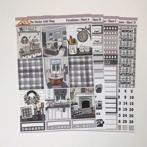 Farmhouse Decor Weekly Sticker Kit, A La Carte, Farmhouse Planner Sticker Kit, Vertical Weekly Kit